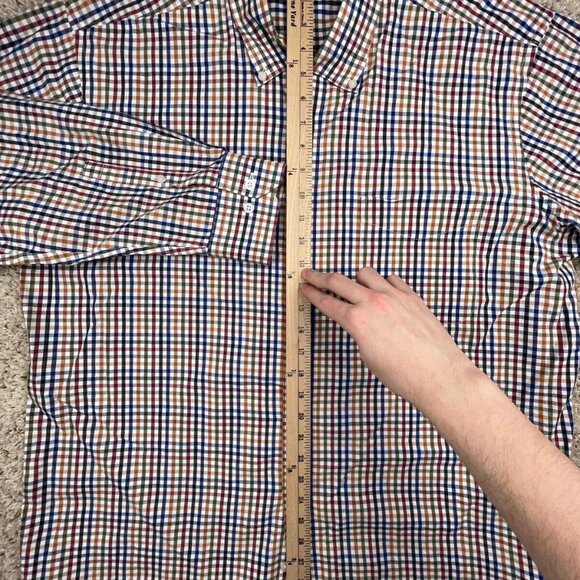 Alan Flusser Button Up Shirt Adult XL Cotton Casual Mens Check Colorful - Picture 3 of 8